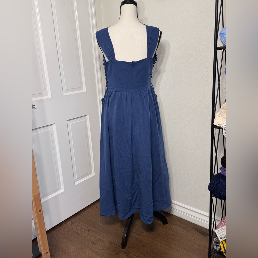 NWT Renaissance-Inspired Blue Sleeveless Dress - Picture 2 of 7